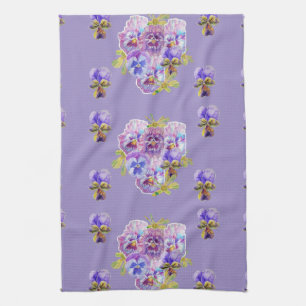 Serviette de thé Shabby Chic Purple Pansy Floral