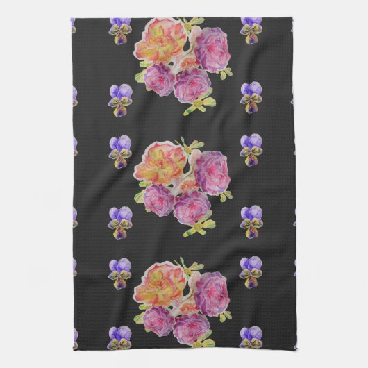 Serviette de thé Shabby Chic Rose Rose Floral (Vertical)