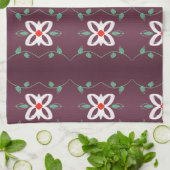 Serviette de thé simple et soignée avec rouge et p (Plié)