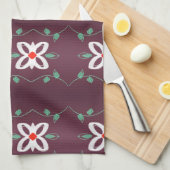 Serviette de thé simple et soignée avec rouge et p (Quart Plié)