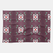 Serviette de thé simple et soignée avec rouge et p (Horizontal)