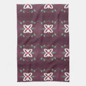 Serviette de thé simple et soignée avec rouge et p (Vertical)