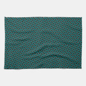 Serviette de thé Turquoise foncé et Motif noir (Horizontal)