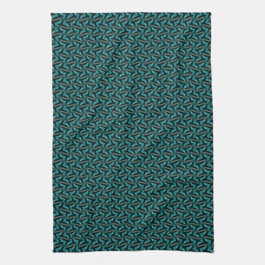 Serviette de thé Turquoise foncé et Motif noir (Vertical)