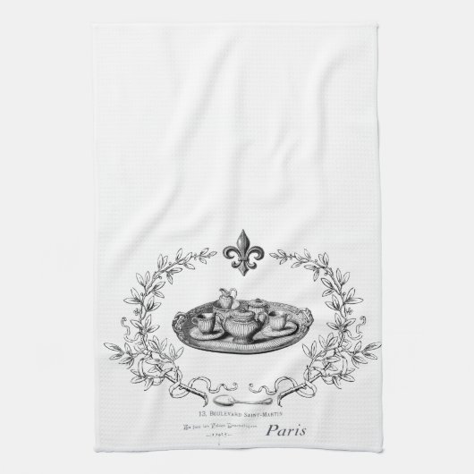 Serviette de thé vintage de Paris Teaset (Vertical)