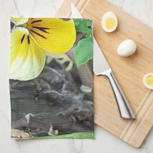 Serviette de thé violet et jaune (Quart Plié)