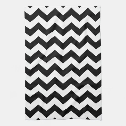Serviette de thé - Zipzags noirs (Vertical)