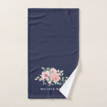 Serviette de toilette à main en navy à motif aquar