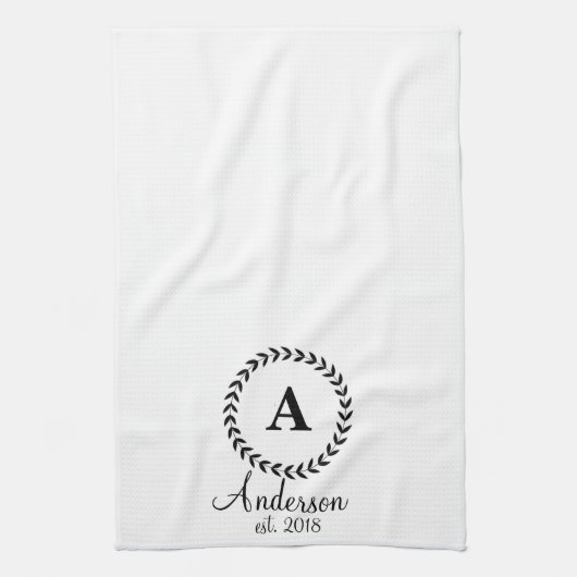 Serviette de vaisselle personnalisée avec monogram (Vertical)