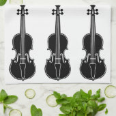 Serviette de violon noir et blanc (Plié)