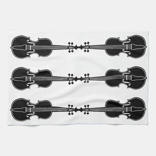 Serviette de violon noir et blanc (Horizontal)