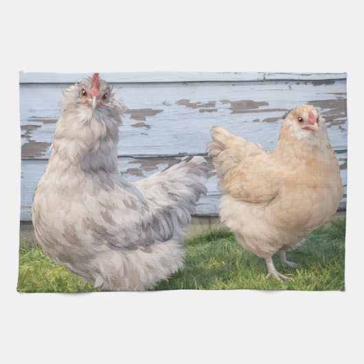 Serviette Deux Poules Fermette  (Horizontal)