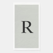Serviette d'hôte en papier monogramme gris et noir (Devant)