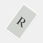Serviette d'hôte en papier monogramme gris et noir (Coin)