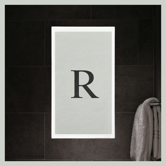 Serviette d'hôte en papier monogramme gris et noir