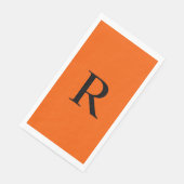 Serviette d'hôte en papier monogramme orange et no (Coin)