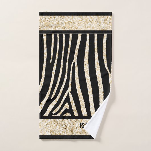 Serviette d'impression Zebra noir et or (Serviette à main)