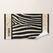 Serviette d'impression Zebra noir et or (Serviette à main)