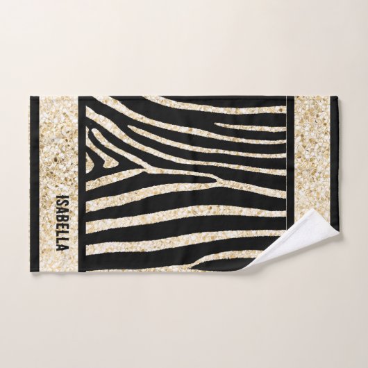 Serviette d'impression Zebra noir et or (Serviette à main)