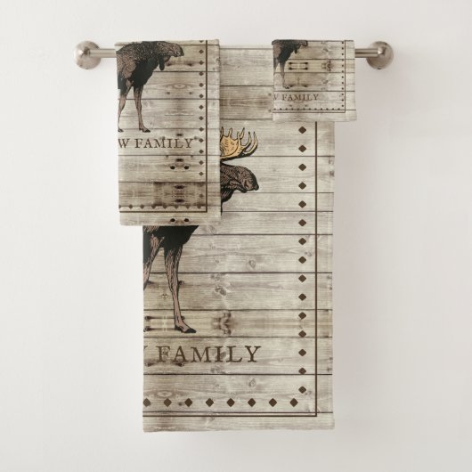 Serviette d'orignal en bois rustique (En situation)