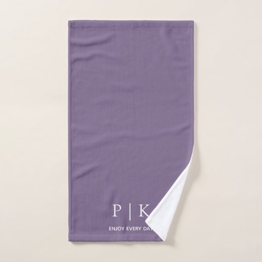 Serviette Douce Violet Clair Monogramme Nom Person (Serviette à main)