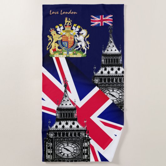 serviette du drapeau britannique, Big Ben, Grande- (Devant)