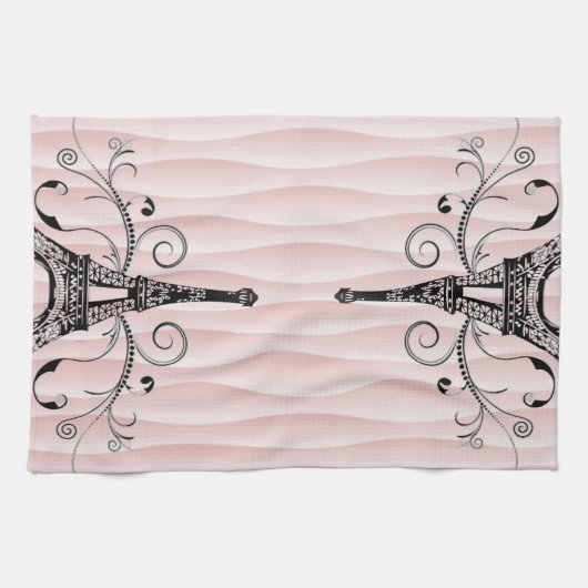 Serviette Eiffel rose Flourish Serviette de cuisin (Horizontal)