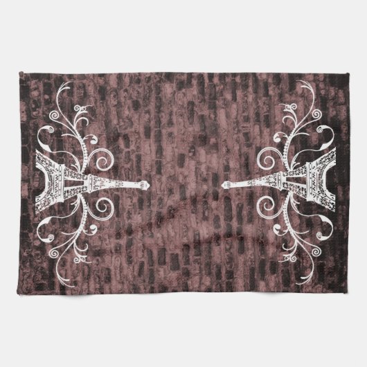 Serviette Eiffel Rose Serviette de cuisine Grunge (Horizontal)