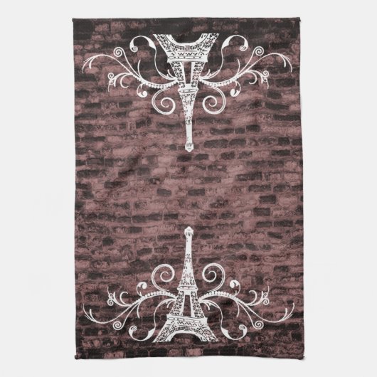 Serviette Eiffel Rose Serviette de cuisine Grunge (Vertical)