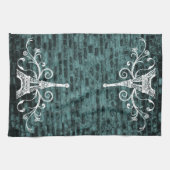 Serviette Eiffel turquoise Grunge Serviette de cui (Horizontal)