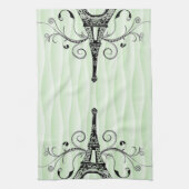 Serviette Eiffel Verte Serviette de cuisine fleuri (Vertical)