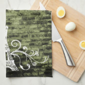 Serviette Eiffel Verte Serviette de cuisine Grunge (Quart Plié)