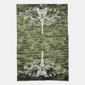 Serviette Eiffel Verte Serviette de cuisine Grunge (Vertical)