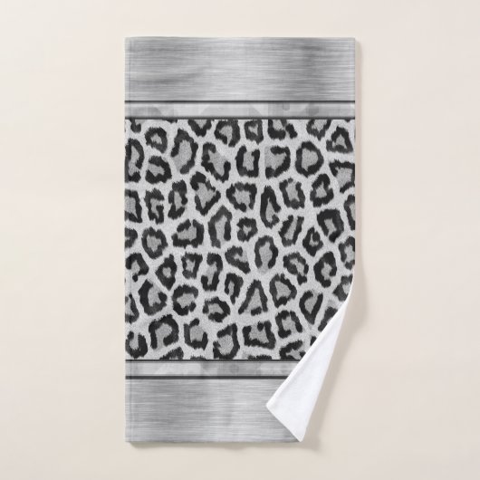 Serviette Empreinte de léopard Silver Shimmery (Serviette à main)