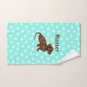 Serviette Empreinte de patte en Dachshund bleu et  (Serviette à main)