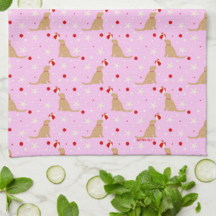 Serviette en coton rose barbe à papa Chiens de pla
