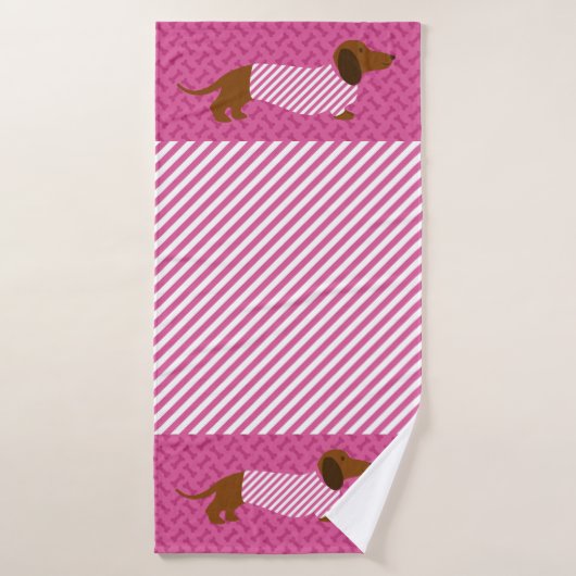 Serviette en Dachshund rose et blanc (Serviette de bain)
