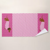 Serviette en Dachshund rose et blanc (Serviette de bain)