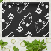 Serviette en fleurs blanches noir rétro (Plié)