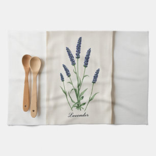 Serviette en lin à motif aquarelle de lavande bota