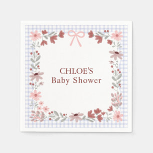 Serviette En Papier 004 Indigo Bleu Sauvage Fleur Bow Gingham Baby Sho
