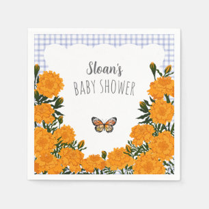 Serviette En Papier 004 Indigo Tagète Monarque Gingham Baby Shower