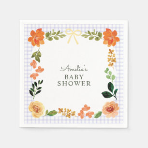 Serviette En Papier 005 Iris Lavande Fleur Gingham Baby Shower