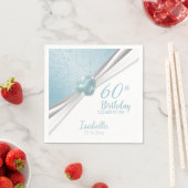 Serviette En Papier 00e anniversaire - Coeur bleu et Parties scintilla (En situation)