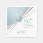 Serviette En Papier 00e anniversaire - Coeur bleu et Parties scintilla (Devant)