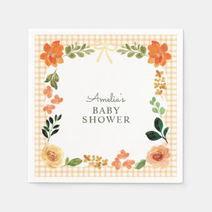 Serviette En Papier 012 Fête bébé en vichy floral cuivre