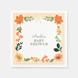 Serviette En Papier 012 Fête bébé en vichy floral cuivre