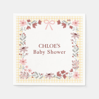 Serviette En Papier 016 Marigold Wildflower Bow Gingham Shower