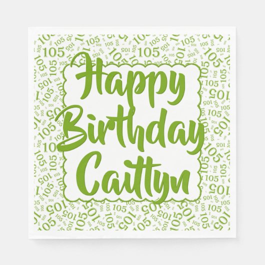 Serviette En Papier 05 Numéro d'anniversaire Motif Saint-Jacques Vert/ (Devant)