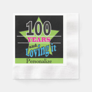Serviette En Papier 100 ans et l'aimer anniversaire de 100th
